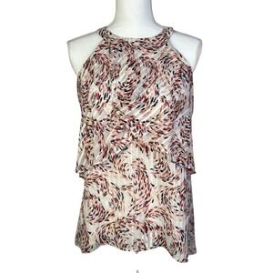White House Black Market Boho Halter Top‎ Sleeveless Layered Party Blouse Size 6